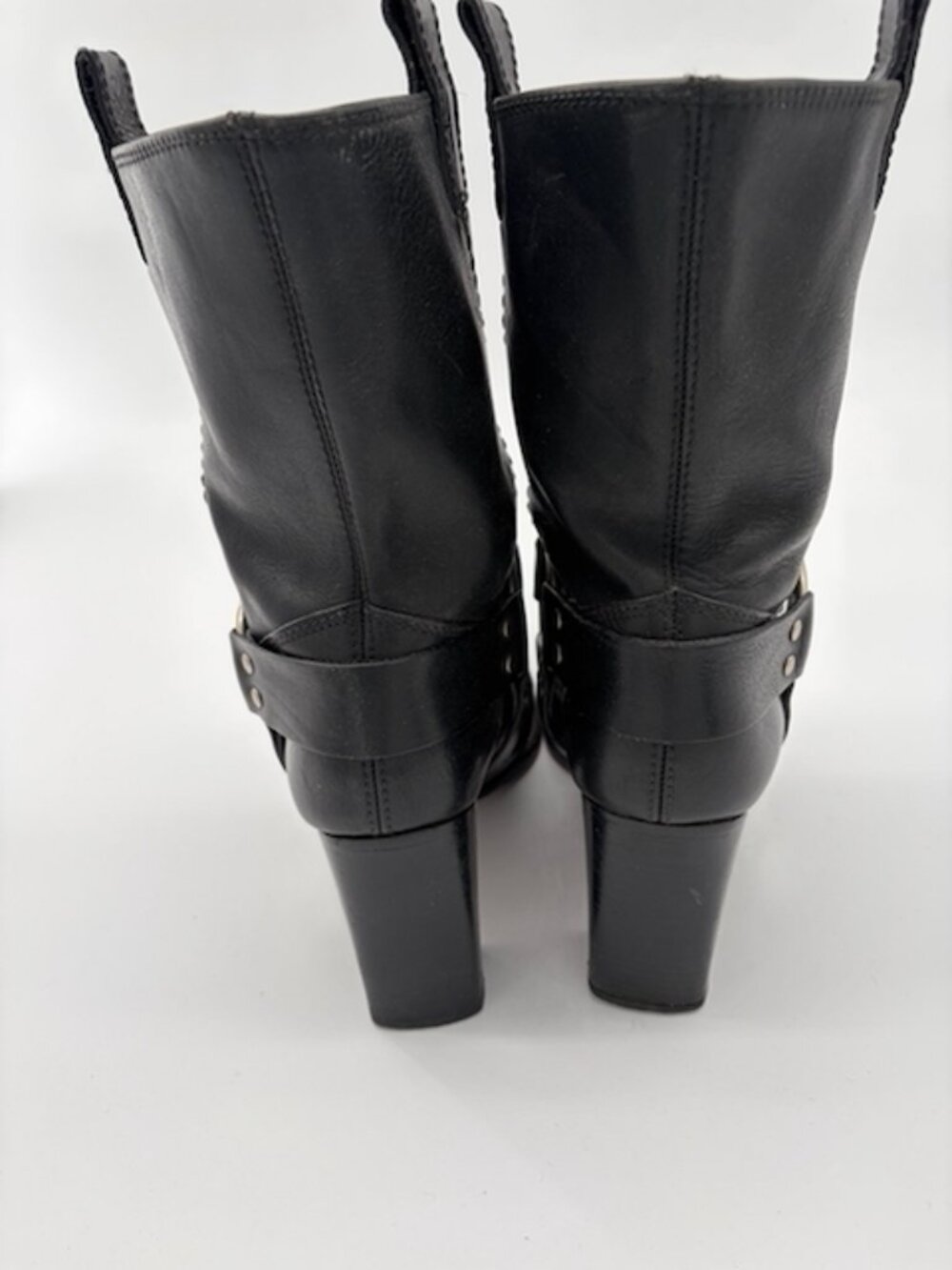 Vintage Michael Kors Archival Black Leather Harness Moto Boots - Size Women's 10 - Picture 8 of 9